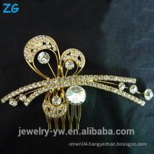 Fashion Design gold plated full crystal hair combs wedding hair comb wholesale hair comb rhinestone hair comb